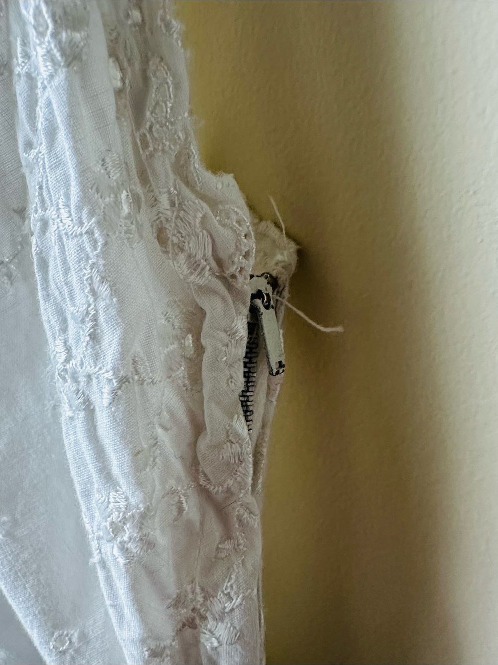 Vintage White Embroidered Eyelet Cotton Midi Slip Dress XS Small - Picture 6 of 8